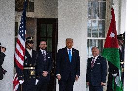 President Donald J Trump Greets The King Of Jordan And The Crown Prince Of Jordan