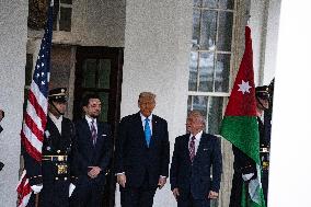 President Donald J Trump Greets The King Of Jordan And The Crown Prince Of Jordan