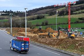 Construction Site For A Half Interchange On The A7 Motorway At The Reventin-Vaugris