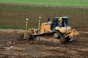 Construction Site For A Half Interchange On The A7 Motorway At The Reventin-Vaugris