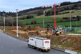 Construction Site For A Half Interchange On The A7 Motorway At The Reventin-Vaugris