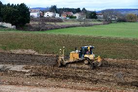 Construction Site For A Half Interchange On The A7 Motorway At The Reventin-Vaugris