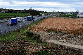 Construction Site For A Half Interchange On The A7 Motorway At The Reventin-Vaugris