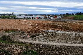 Construction Site For A Half Interchange On The A7 Motorway At The Reventin-Vaugris