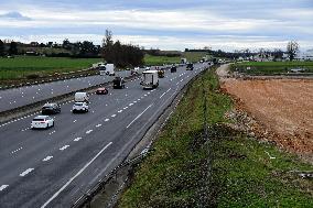 Construction Site For A Half Interchange On The A7 Motorway At The Reventin-Vaugris