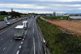 Construction Site For A Half Interchange On The A7 Motorway At The Reventin-Vaugris