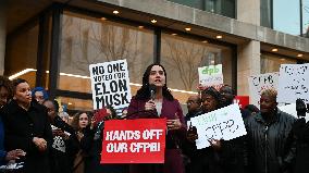 Rally To Prevent DOGE's Elon Musk's Closing Of The CFPB