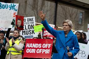 Rally To Prevent DOGE's Elon Musk's Closing Of The CFPB