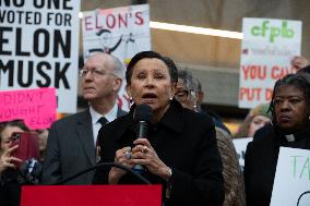 Rally To Prevent DOGE's Elon Musk's Closing Of The CFPB