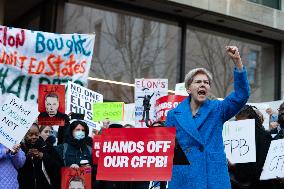 Rally To Prevent DOGE's Elon Musk's Closing Of The CFPB