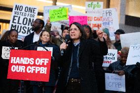 Rally To Prevent DOGE's Elon Musk's Closing Of The CFPB