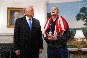 President Trump Welcomes Released Russian Prisoner Mark Fogel at White House