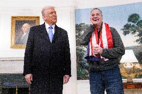 President Trump Welcomes Released Russian Prisoner Mark Fogel at White House