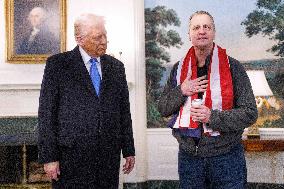 President Trump Welcomes Released Russian Prisoner Mark Fogel at White House