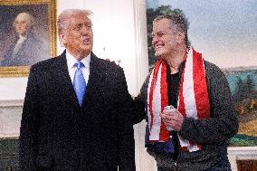 President Trump Welcomes Released Russian Prisoner Mark Fogel at White House