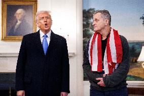 President Trump Welcomes Released Russian Prisoner Mark Fogel at White House