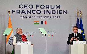 President Macron And Indian PM Modi At Franco-Indian Economic Forum Closing - Paris