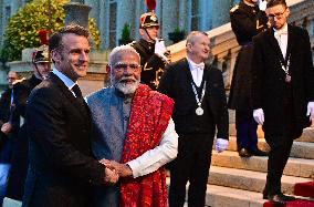 President Macron And Indian PM Modi At Franco-Indian Economic Forum Closing - Paris