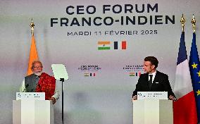 President Macron And Indian PM Modi At Franco-Indian Economic Forum Closing - Paris