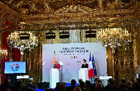 President Macron And Indian PM Modi At Franco-Indian Economic Forum Closing - Paris