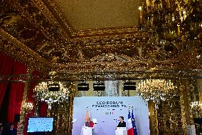 President Macron And Indian PM Modi At Franco-Indian Economic Forum Closing - Paris