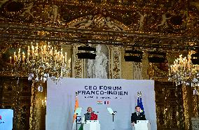 President Macron And Indian PM Modi At Franco-Indian Economic Forum Closing - Paris