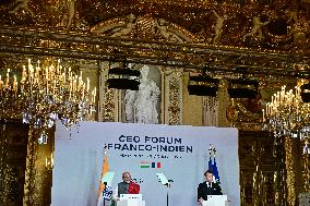 President Macron And Indian PM Modi At Franco-Indian Economic Forum Closing - Paris