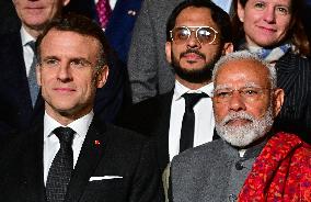 President Macron And Indian PM Modi At Franco-Indian Economic Forum Closing - Paris