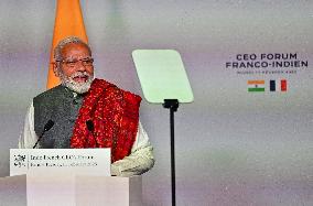 President Macron And Indian PM Modi At Franco-Indian Economic Forum Closing - Paris