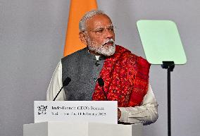 President Macron And Indian PM Modi At Franco-Indian Economic Forum Closing - Paris