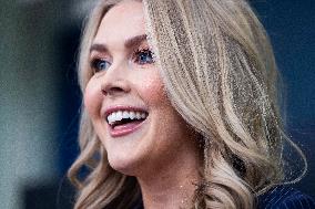 US President Trump's Press Secretary Karoline Leavitt speaks in the briefing room