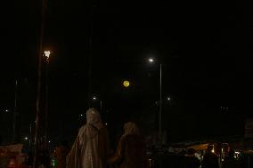 Full Snow Moon Rises In Srinagar