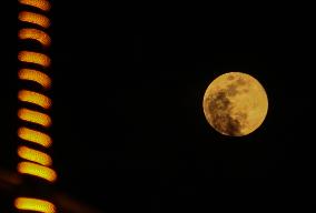 Full Snow Moon Rises In Srinagar