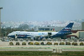 Silk Way West Airlines Boeing 747 landing at Barcelona airport