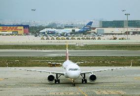 Silk Way West Airlines Boeing 747 landing at Barcelona airport