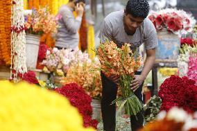 Flower Market Ahead Of Valentine's Day