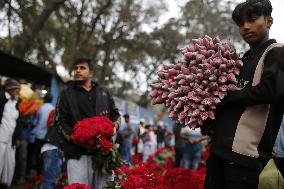 Flower Market Ahead Of Valentine's Day