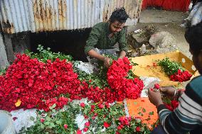 Valentines Day Eve Flower Selling