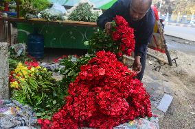 Valentines Day Eve Flower Selling