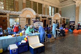 Blood donation event at Kyivs Central Railway Station Building