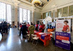 Blood donation event at Kyivs Central Railway Station Building