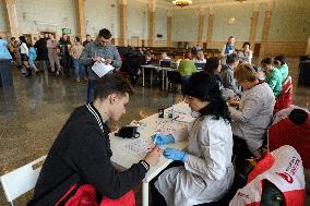 Blood donation event at Kyivs Central Railway Station Building