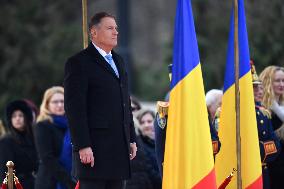 BUCHAREST: Romanian President Klaus Iohannis - Resignation Farwell Ceremony