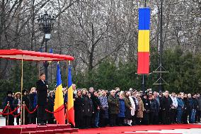 BUCHAREST: Romanian President Klaus Iohannis - Resignation Farwell Ceremony