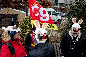 Video Game Industry Workers Protest Near Opera Bastille in Paris