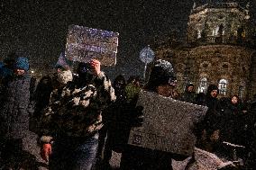 Protesters Rally Against Far-Right AfD in Dresden on WWII Bombing Anniversary