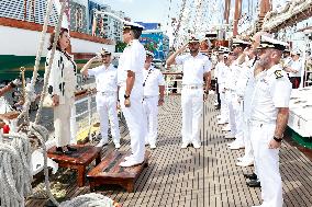 Princess Leonor arrives in Salvador de Bahia on the training ship Juan Sebastian Elcan