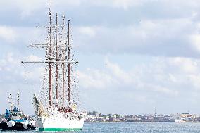 Princess Leonor arrives in Salvador de Bahia on the training ship Juan Sebastian Elcan