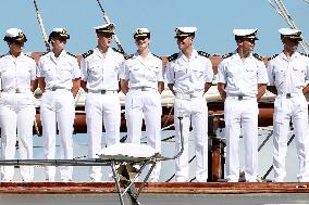 Princess Leonor arrives in Salvador de Bahia on the training ship Juan Sebastian Elcan