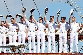 Princess Leonor arrives in Salvador de Bahia on the training ship Juan Sebastian Elcan